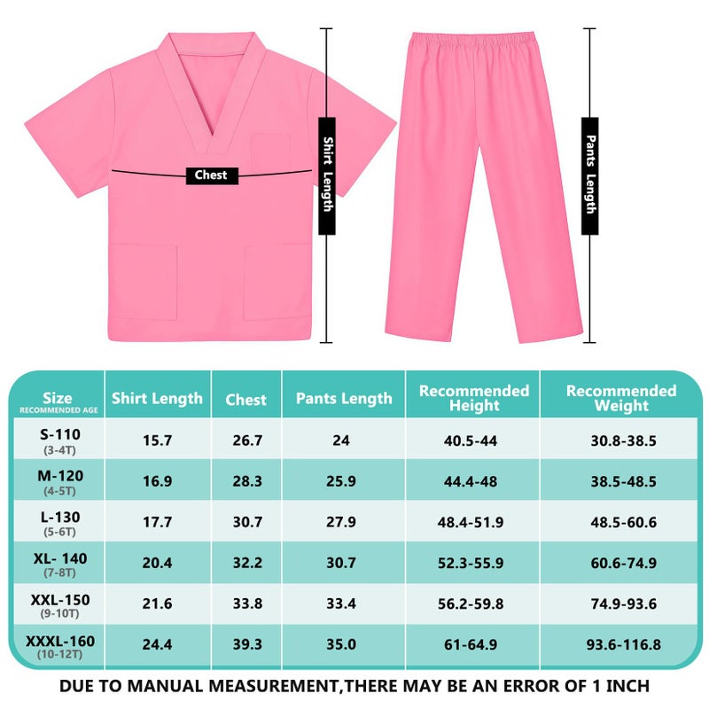 Mizzuco Doctor Costume for Kids Toddler Nurse Scrubs Halloween Dress Up Cosplay For Boys Girls 3-12 Years (Pink  XL-140CM/7-8yrs) - Image 2